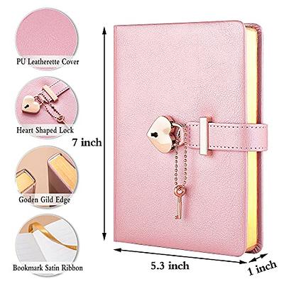CAGIE Lock Diary for Girls with 2 Keys, Diary with Lock for Girls ages 8-12,  Heart-Shaped Locked Journal for Women, Gold Edged Pages 5.3 x 7 Inch -  Yahoo Shopping
