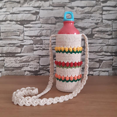 Crochet Water Bottle Carrier, Holder, Thermos Bag, Hydroflask