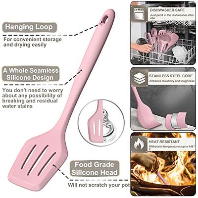 Silicone Kitchen Utensils Set Cooking Utensils - SZBOB Heat Resistant/Non-Stick/Non Toxic/BPA Free Silicon Spoons Spatula Whisk Tongs Wooden Handle