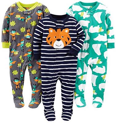 Simple Joys by Carter's Toddlers and Baby Girls' Loose-Fit Polyester Jersey  Footed Pajamas, Pack of 3