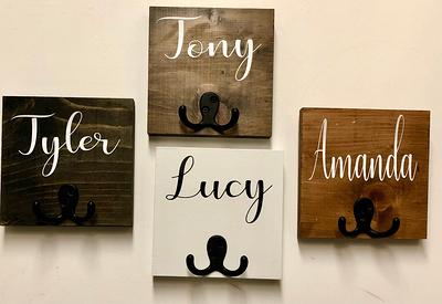 Bathroom Wall Decor, Personalized Name Towel Hook, Towel Holder