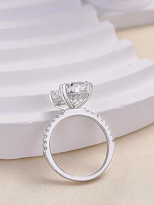 Cezentiy 925 Sterling Silver Pink Heart Cubic Zirconia Ring Promise Rings Heart Jewelries Unique Gift Ring for Mother's Day