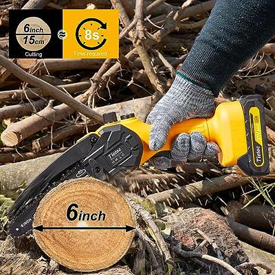 6-inch Mini Chainsaw Cordless, Battery Powered Electric Chainsaw Cordless,  Handheld Chainsaw with 2Pcs 21V 2.0Ah Batteries, Portable Small Chainsaw