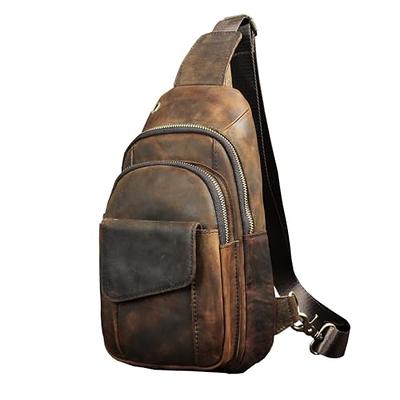 Man Triangle Chest Bag Genuine Leather Crossbody Bag Shoulder