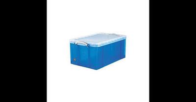 Really Useful Box® 64 Liter Snap Lid Storage Bin, Transparent Blue