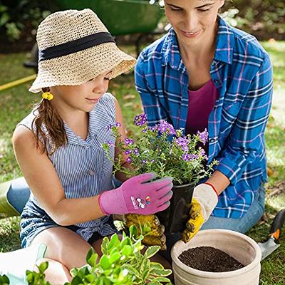 Kids Gardening Gloves, Children Garden Gloves with Rubber Coated Palm, for  2 to 8 Ages B