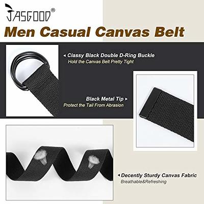 JASGOOD Canvas Belt, Black Web Casual Belt for Men with Double D Ring  Buckle for Cargo Shorts Set of 2 (Black,Fit Waist Size 28-32 inch) - Yahoo  Shopping