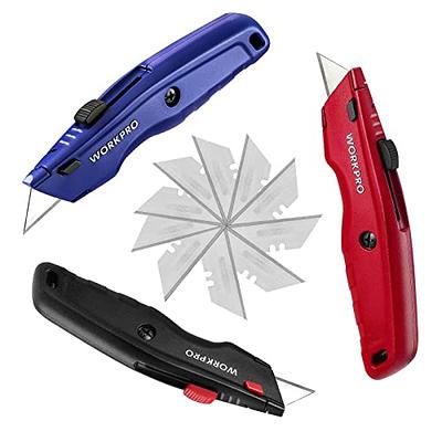 WORKPRO Premium Utility Knife, Retractable All Metal Heavy Duty Box Cutter,  Quick Change Blade Razor Knife, with 10 Extra Blades, Set of 3 (Black, Red,  Blue) - Yahoo Shopping