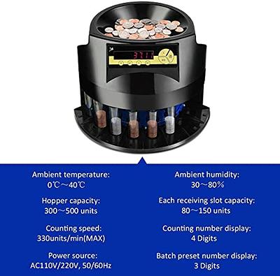 Zimbala Electric Coin Counter Machine, Automatic Coin Sorter, Large  Capacity 400 Coins, U.S. Currency Change Counter Machine w/LED Display,  Money Counter Machine for Supermarket/Bank/Home, Black - Yahoo Shopping