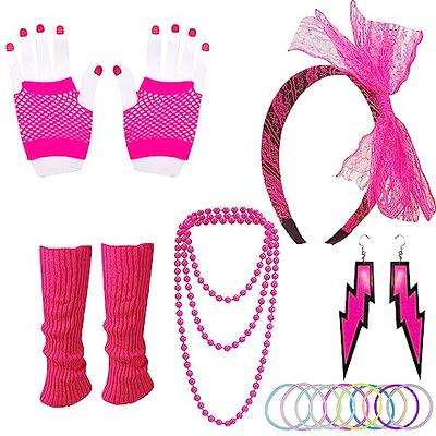 80s Costume Accessories for Women Necklace Headband Earring Fishnet Gloves Legwarmers  80s Party Halloween Outfit - AliExpress
