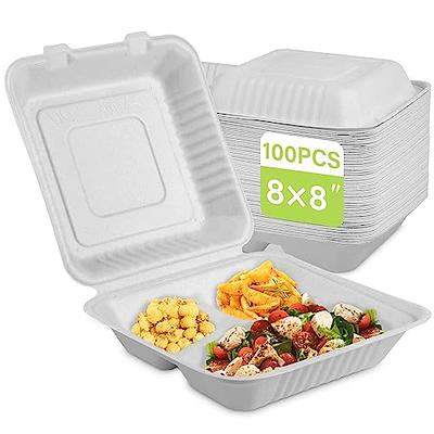 greensight Compostable Take Out Food Container 8X8, 100 Pack 3 Compartment  Clamshell Food Container, Disposable To Go Food Boxes, Biodegradable Food  Containers Made of White Sugar Cane Fibers - Yahoo Shopping