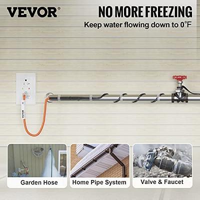 VEVOR Self-Regulating Pipe Heating Cable, 100-feet 5W/ft Heat Tape for  Pipes Freeze Protection, Protects PVC Hose, Metal and Plastic Pipe from