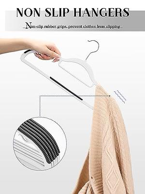 Quality Hangers 50 Pack Non-Velvet Plastic Hangers for Clothes - Heavy Duty  Coat Hanger Set - Space-Saving Closet Hangers with Chrome Swivel Hook