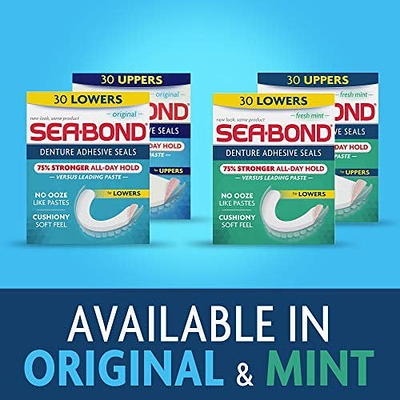 Sea-Bond Denture Adhesive Uppers Seals Original Zinc Free - 30 ct box