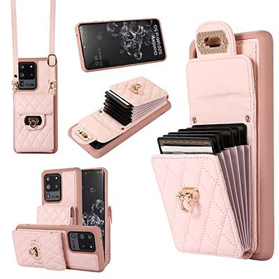 Lipvina for iPhone 12 Case Wallet with Strap for Women,Crossbody Lanyard  and Wristlet Strap,Zipper Pocket,Credit Card Holder,Ring Stand,RFID  Blocking Phone Wallet Cases(6.1 inch,Pink) : : Electronics