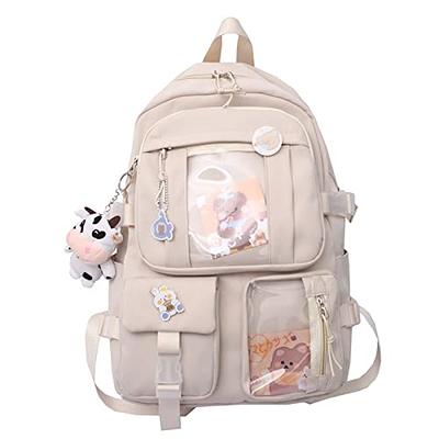 College Student Rucksack Large Capacity Casual Book Bags with Cute Pendant  Simple Adjustable Strap Fashion for Outdoor Sport