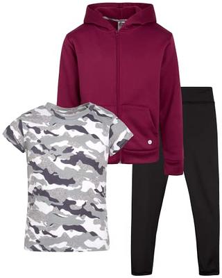 RBX Girls Leggings Set - 3 Piece Fleece Zip Hoodie Sweatshirt, T-Shirt, and  Yoga Pants (Size: 4-16), Size 7-8, Raspberry Camo - Yahoo Shopping