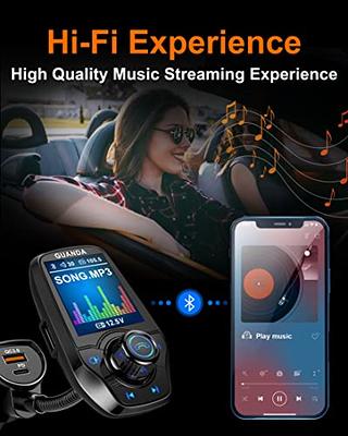 (Upgraded Version) Bluetooth FM Transmitter, Sumind Wireless Radio Adapter  Hands-Free Car Kit with 1.7 Inch Display, QC3.0 and Smart 2.4A Dual USB