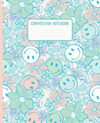 Smiley Faces: Cute Sketchbook for Girls - Blue Preppy Notebook for  Sketching, Drawing & Doodling, Happy Face Retro Aesthetic - Art Supplies  for Teens