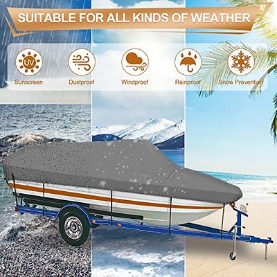 Heavy Duty 600D Marine Grade Polyester Waterproof Boat Cover, All Weather  Protection Bass Runabout Boat Cover Fit for V-Hull, TRI-Hull, Pro-Style, Fishing  Boat Black Length 17'-19' Beam Width: up to 102