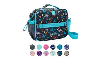 Bentgo Kids' Prints Double Insulated Lunch Bag, Durable, Water-Resistant Fabric, Bottle Holder - Rainbow & Butterfles