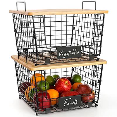 2 Pcs Stackable Fruit Vegetable Storage Baskets Wire Bread Organizer for  Kitchen