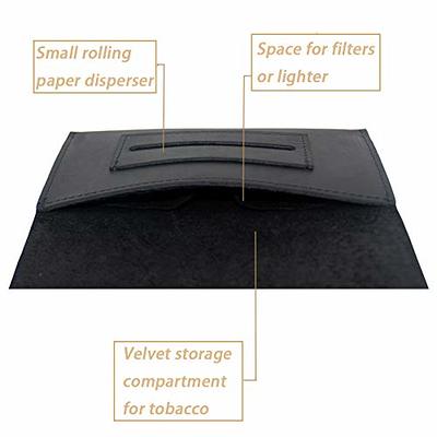 Genuine Leather Box Tobacco Pouch - Black