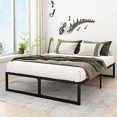 18in Queen Metal Bed Frame Platform Heavy Duty Support No Box Spring Needed