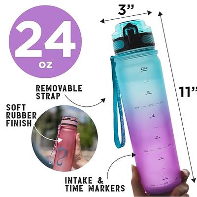 Gym Water Bottles - 24 oz. Shaker-Bottle w/ Mixer & Handle