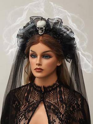 Gothic Floral Veil Headband