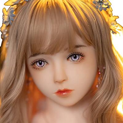 Makeup Doll Head Single Head Soft Silicone Doll Head Connection Doll  Accessories with Eyeballs Hair Wig with Snap or M16 Studs Fixed Lifelike  Silicone