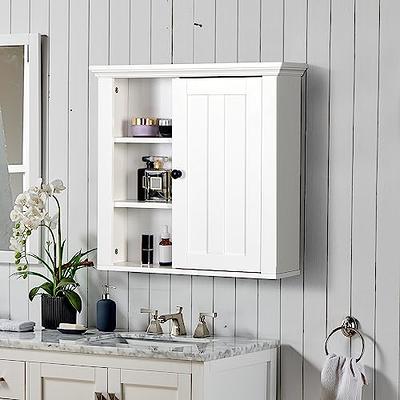 Treocho Bathroom Wall Cabinet, Medicine Cabinet with Door and 3