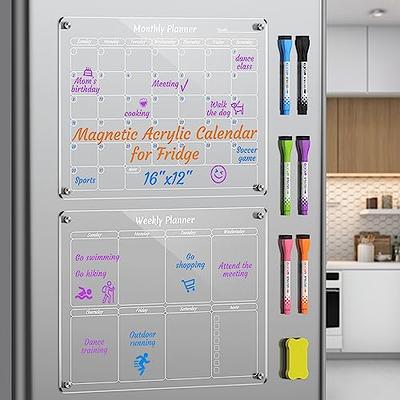 Clear Acrylic Magnetic Dry Erase Board for Fridge, 15x11 Erasable Planner  Schedule Board Calendar White Board for Refrigerator with 2 Markers and 2  Magnets - Yahoo Shopping