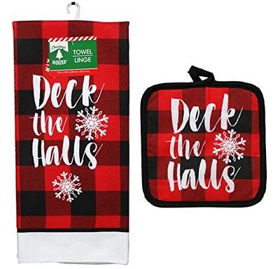 Devon Large Black Pig Christmas White Kitchen Towel Set of 2