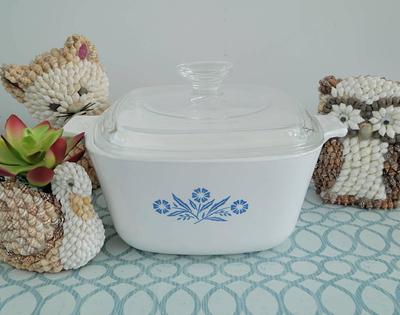 CORNINGWARE BLUE FLOWERS CORNFLOWER 2QT CASSEROLE BAKING DISH WITH