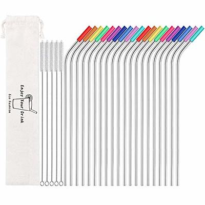 Halm Glass Straws - 6 Long 12 inch Bent Reusable Drinking Straws +  Plastic-Free Cleaning Brush - Perfect for Bottles - 30 cm Made in Germany 