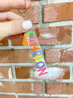 Personalized Name Keychain Custom Name Tag Colorful Tassel 