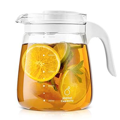 Glass Water Pitcher with Handle Bamboo Lid Heat Resistant Cold Kettle  Large-capacity Tea Pitcher Juice Coffee Drink Milk Jug Cup