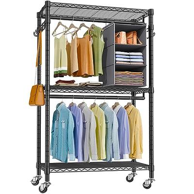 Clothes Rack Heavy Duty Metal Garment Rack with 2-tier Shelves for