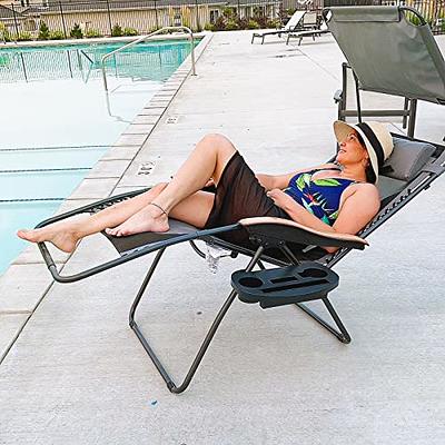 Outsunny Padded Zero Gravity Chair, Folding Recliner Chair, Patio Lounger  with Cup Holder, Adjustable Backrest, Removable Cushion for Outdoor, Patio,  Deck, and Poolside, Gray