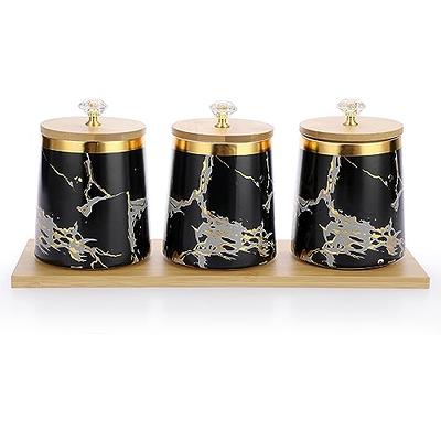 Black Tea Coffee Sugar Canisters Sets Kitchen Storage Containers Jars 