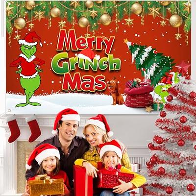 Merry Grinchmas Backdrop 6x3.6Ft Grinch Christmas Decorations