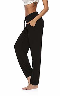  Womens Yoga Pants 2024 Wide Leg Comfy Loose Lounge Pajama  Trendy Flowy Pants Pockets Casual Sweatpants Black 3XL