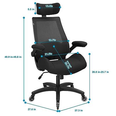 Maykoosh Blue Flip-Top Ergonomic Mesh Drafting Swivel Desk Chair Lumbar Support, Height Adjustable with Foot Ring