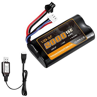 Threeking 3.7 V 500 mAh 14500 batería recargable de iones de litio SM-2P  junta con cargador USB para control remoto RC Juguetes de coche