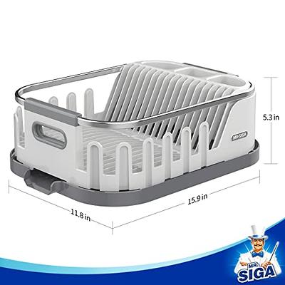 MR.SIGA Dish Drying Rack for Kitchen Counter, Compact Dish Drainer with  Drainboard, Utensil Holder and Cup Rack, Plastic Kitchen Drying Rack for  Dishes, Cups, Knives, Spoons and Forks, White - Yahoo Shopping