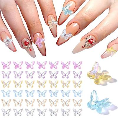 qiipii 90pcs AB Crystal Nail Rhinestones White AB 6 Shapes Cute Nail Gems Flatback Heart Rhinestones K9 Glass Stones Nail Art Diamonds Crystals Jewels Nail