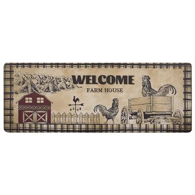 Rooster Kitchen Rug Memory Foam Kitchen Mat Set of 2, Farmhouse Decor for  The Kitchen Mats Cushioned Anti Fatigue 2 Piece Set and Chicken Kitchen Mat