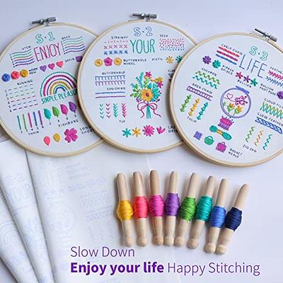 Full Range Of Embroidery Starter Kit With Pattern Diy Beginner Starter  Stitch Kit Including Stamped Cloth With Pattern, Bamboo Embroidery Hoop,  Color