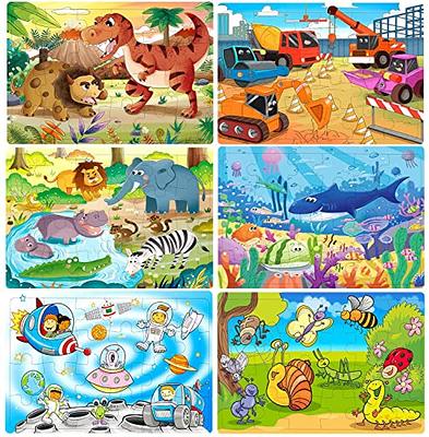 Puzzles en bois pour les enfants âgés de 3 à 5 ans, 6 Pack 30 pièces Coloré  Préscolaire Educational Learning Toys Gift Set pour tout-petits Enfants  Garçons et